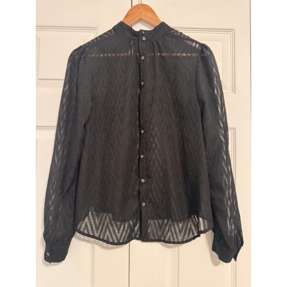 Womens Free People Black Sheer Blouse Size Small - Picture 4 of 4